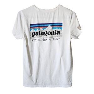 PATAGONIA Save Our Home Planet graphic tee in white organic cotton S